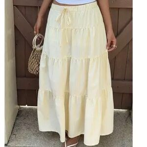 Zara Butter Yellow Maxi Skirt Size Small 100% Cotton